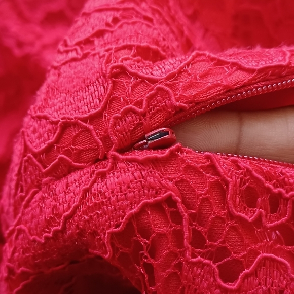 Xscape Red Lace Evening Cocktail Valentine’s Day Midi Dress - Picture 14 of 16